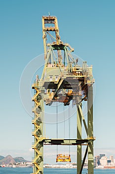 Ship to shore yellow industrial crane