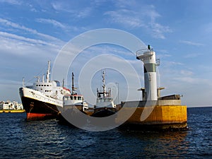 Ship and tug boats