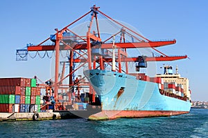 Ship under loading in docks