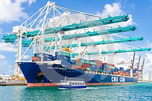 Ship unloading containers at the Port of Miami