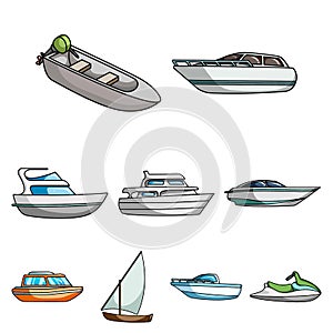 Ship and water transport icon in set collection