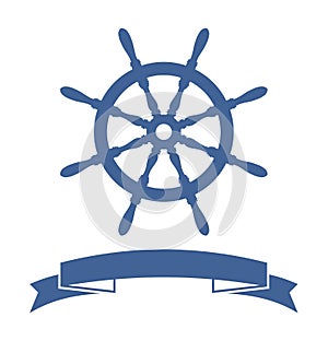 Ship wheel banner isolated on white background.illustration