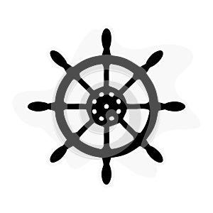 Ship wheel icon on white background. flat style. nautical icon for your web site design