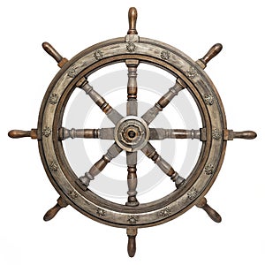 Ship wheel isolated on white background