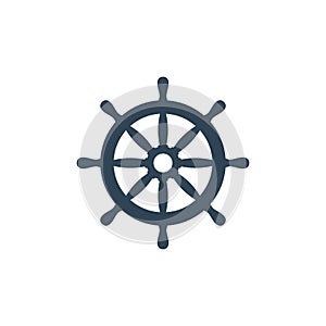 Ship wheel vector icon.