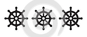 Ship wheels vector icon set. Nautical symbol