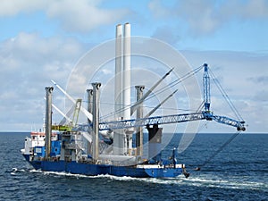 Ship for wind turbine installation photo