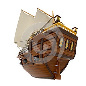 Ship wooden ancient cartoon back