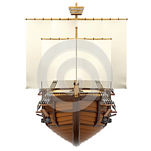 Ship wooden ancient cartoon front