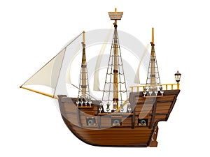 Ship wooden ancient cartoon side