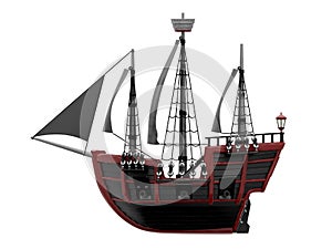 Ship wooden ancient cartoon side