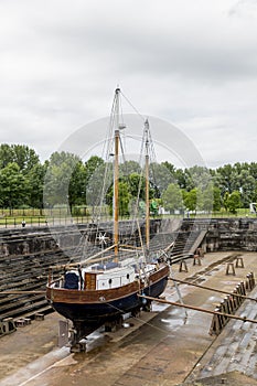 Ship in the only working drydock in holland