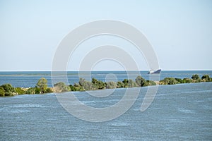 Ship wreck on a channel in the Black Sea,  near Danube Delta,  Romania