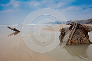 Ship wreck, Duckpool beach cornish wreck cornwall uk