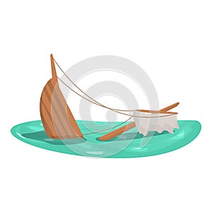 Ship wreck icon cartoon vector. Old shipwreck