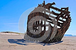 Ship Wreck on Oregon Coast near Cannon Beach and Cape Disappointment.