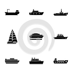 Shipborne icons set, simple style