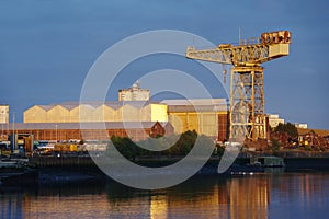 Shipbuilding crane in historical Govan Glasgow Scotland photo