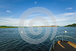 On a shipdeck looking forward