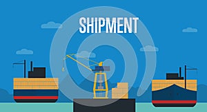 Shipment banner with container ship