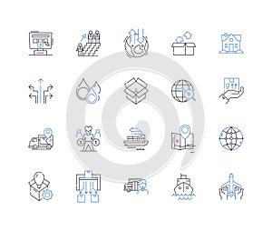 Shipment line icons collection. Delivery, Freight, Export, Import, Cargo, Transport, Logistics vector and linear