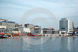 Shipment pier in russian seaport Vladivostok.