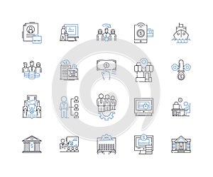 Shipment services line icons collection. Logistics, Shipping, Containerization, Transport, Delivery, Import, Export photo