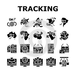 Shipment Tracking International Icons Set Vector