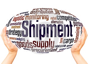 Shipment word cloud hand sphere concept