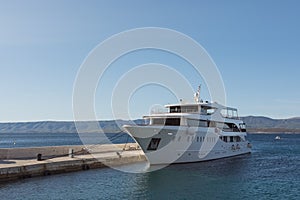 Shipping boat anchored in the Adriatic Sea in Croatia