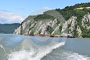 Shipping boat on the river