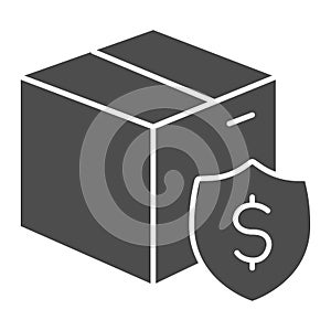 Shipping box with dollar solid icon, Purchase concept symbol, Delivery charge vector sign on white background, Cardboard