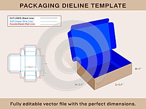 Shipping Box, Ectangle Box, Rectangular Box, Dieline Template