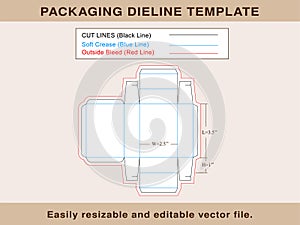 Shipping Box, Ectangle Box, Rectangular Box, Dieline Template