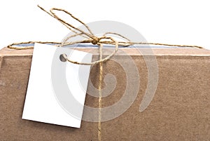 Shipping box with tag