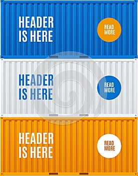 Shipping Cargo Containers Infographics Banners Set. Vector