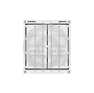 Shipping cargo containers with open, closed doors realistic set. Steel freight boxes for storage, transportation. Vector