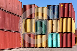 Shipping Cargo Containers Stack Yard