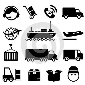 Shipping and cargo icon set