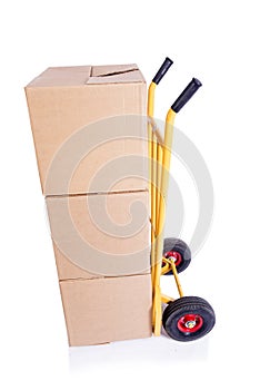 The shipping cart isolated on the white background