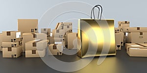 Shipping Cartons Golden Shopping Bag