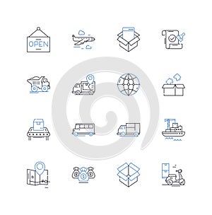 Shipping companies line icons collection. Logistics, Transport, Cargo, Freight, Carrier, Shipping, Export vector and