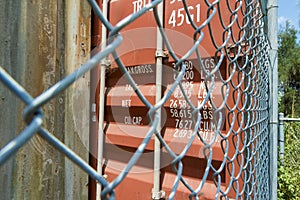 Shipping container close up security fence