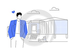 Shipping container home abstract concept vector illustration.