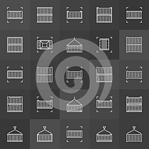 Shipping container vector outline icons