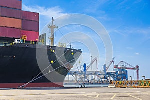 Shipping containers being unloaded at port facilities in Ashdod, Israel, Containers ships Loading In Ashdod Ports, Israel