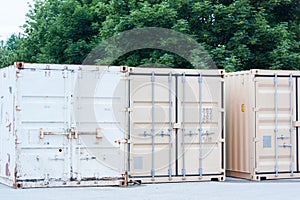 Shipping containers on construction site