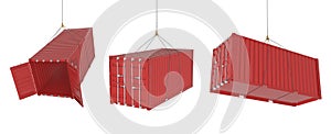 Shipping containers in different positions - red