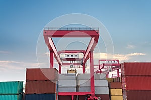 Shipping containers with gantry crane