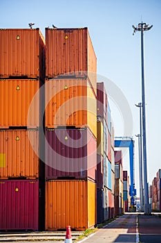 Shipping containers stacked
